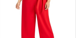 Calvin Klein Women's Tulip Sleeve Belted Jumpsuit Red Size 18W