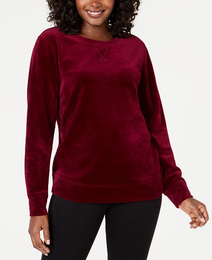Karen Scott Women's Velour Sweatshirt Purple Size L