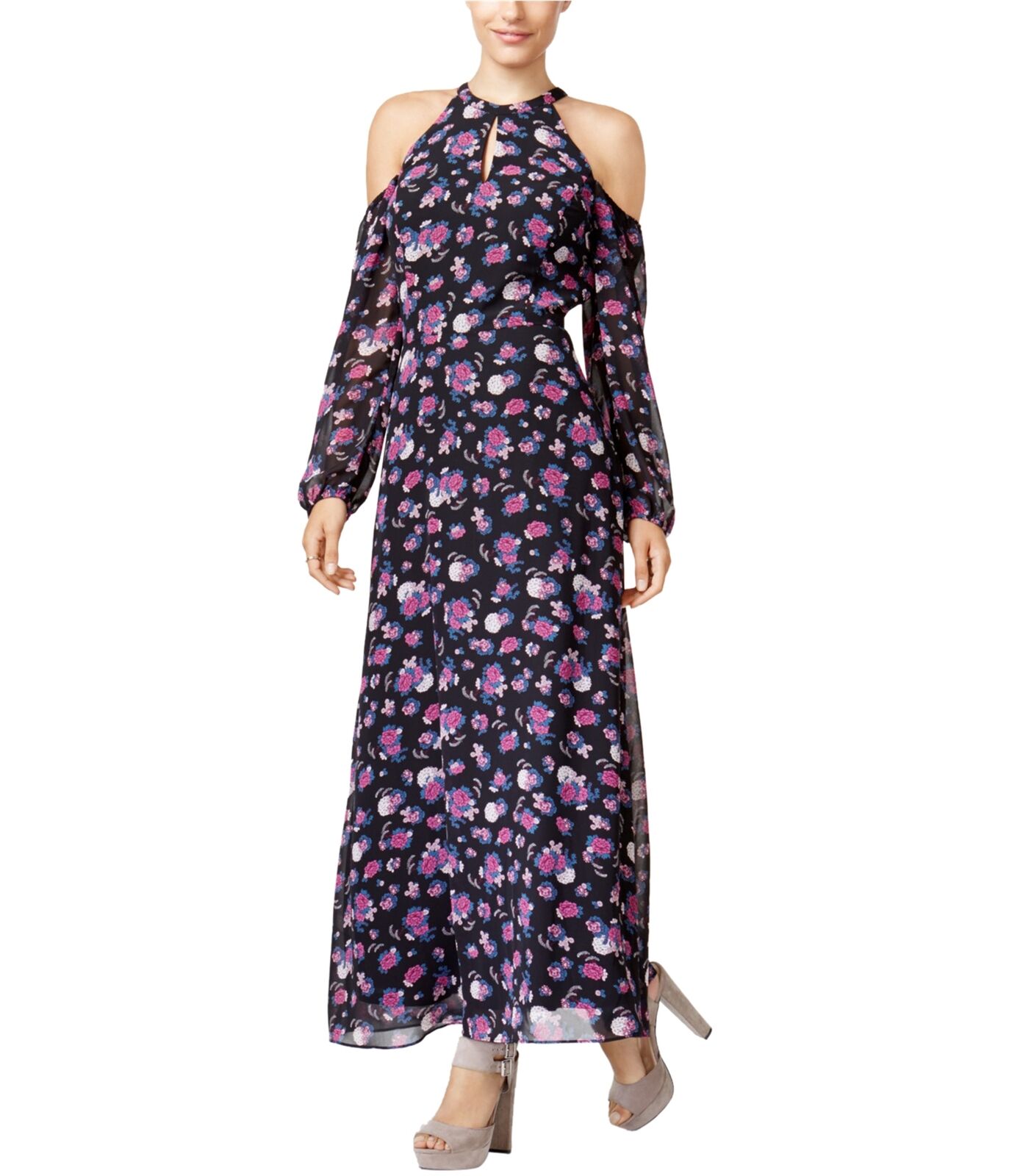 Bar III Womens Cold-Shoulder Maxi Dress Purple Size XX-Large