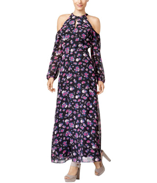 Bar III Womens Cold-Shoulder Maxi Dress Purple Size XX-Large