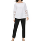 Calvin Klein Women's Soft Lace Yoke Blouse White Size XL