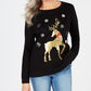 Karen Scott Women's Sequined Holiday Deer Sweatshirt Black Size Petite L