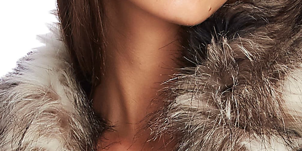 1.STATE Women's Faux Fur Jacket Silver Size Medium