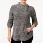 Style & Co Women's Envelope Collar Kangaroo Pocket Sweater Black Size PP