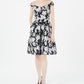 Calvin Klein Women's Floral Sleeveless Off Shoulder Knee Length Fit Flare Dress Black Size 10