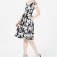 Calvin Klein Women's Floral Sleeveless Off Shoulder Knee Length Fit Flare Dress Black Size 10