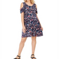 Style & Co Women's Cut Out Swing Floral Long Sleeve Above the Knee Dress Dark Blue Size PP