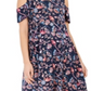Style & Co Women's Cut Out Swing Floral Long Sleeve Above the Knee Dress Dark Blue Size PP