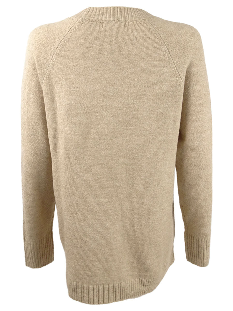 Calvin Klein Women's Button Detail Crewneck Sweater Brown Size Small