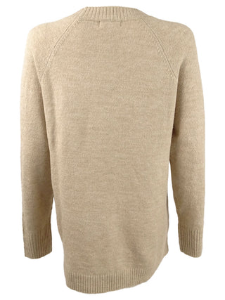 Calvin Klein Women's Button Detail Crewneck Sweater Brown Size Small