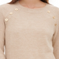 Calvin Klein Women's Button Detail Crewneck Sweater Brown Size Small