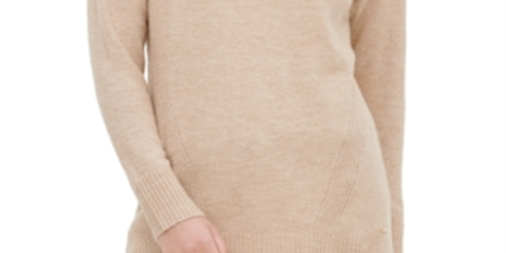 Calvin Klein Women's Button Detail Crewneck Sweater Brown Size Small