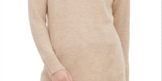 Calvin Klein Women's Button Detail Crewneck Sweater Brown Size Small