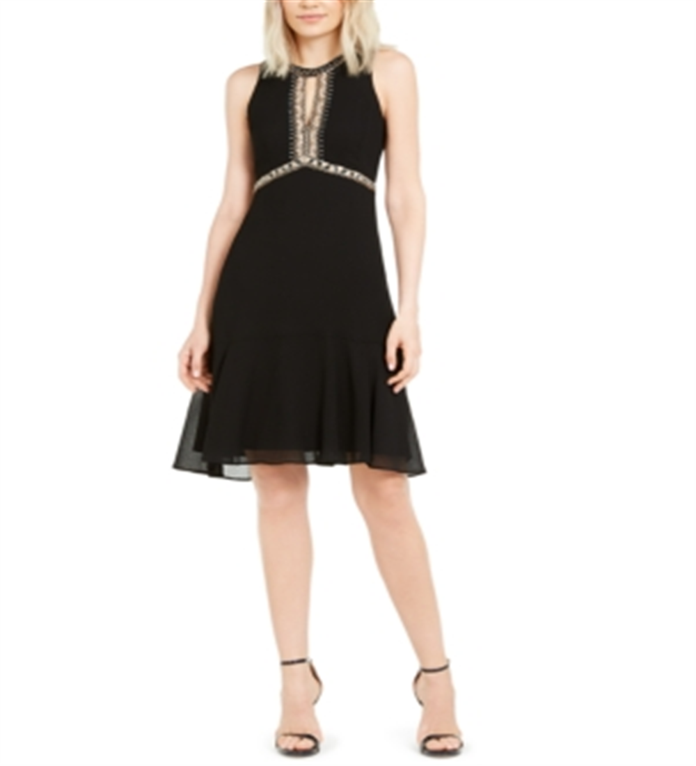 Nanette Lepore Women's Sleeveless Knee Length a Line Party Dress Black Size 12