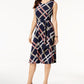 Charter Club Women's Printed Fit & Flare Dress Dark Blue Size XXL