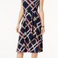 Charter Club Women's Printed Fit & Flare Dress Dark Blue Size XXL