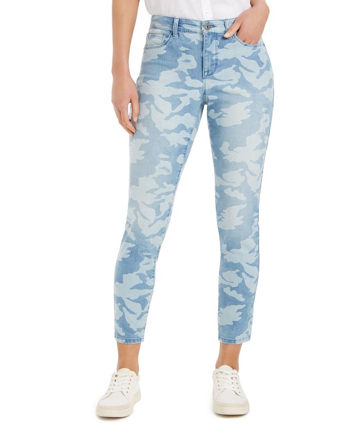 Style & Co Women's Printed Tummy-Control Skinny Jeans Blue Size 10