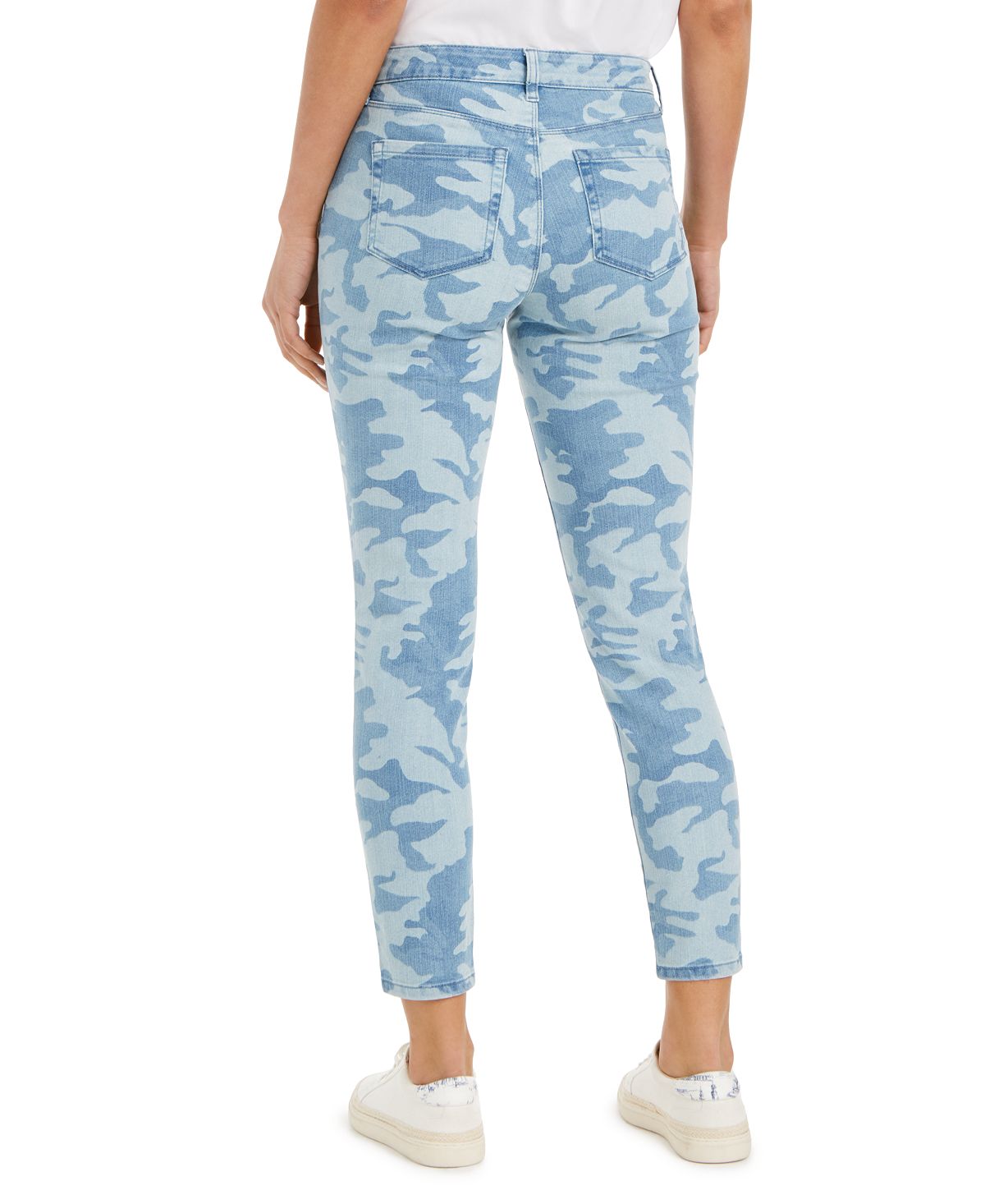 Style & Co Women's Printed Tummy-Control Skinny Jeans Blue Size 10