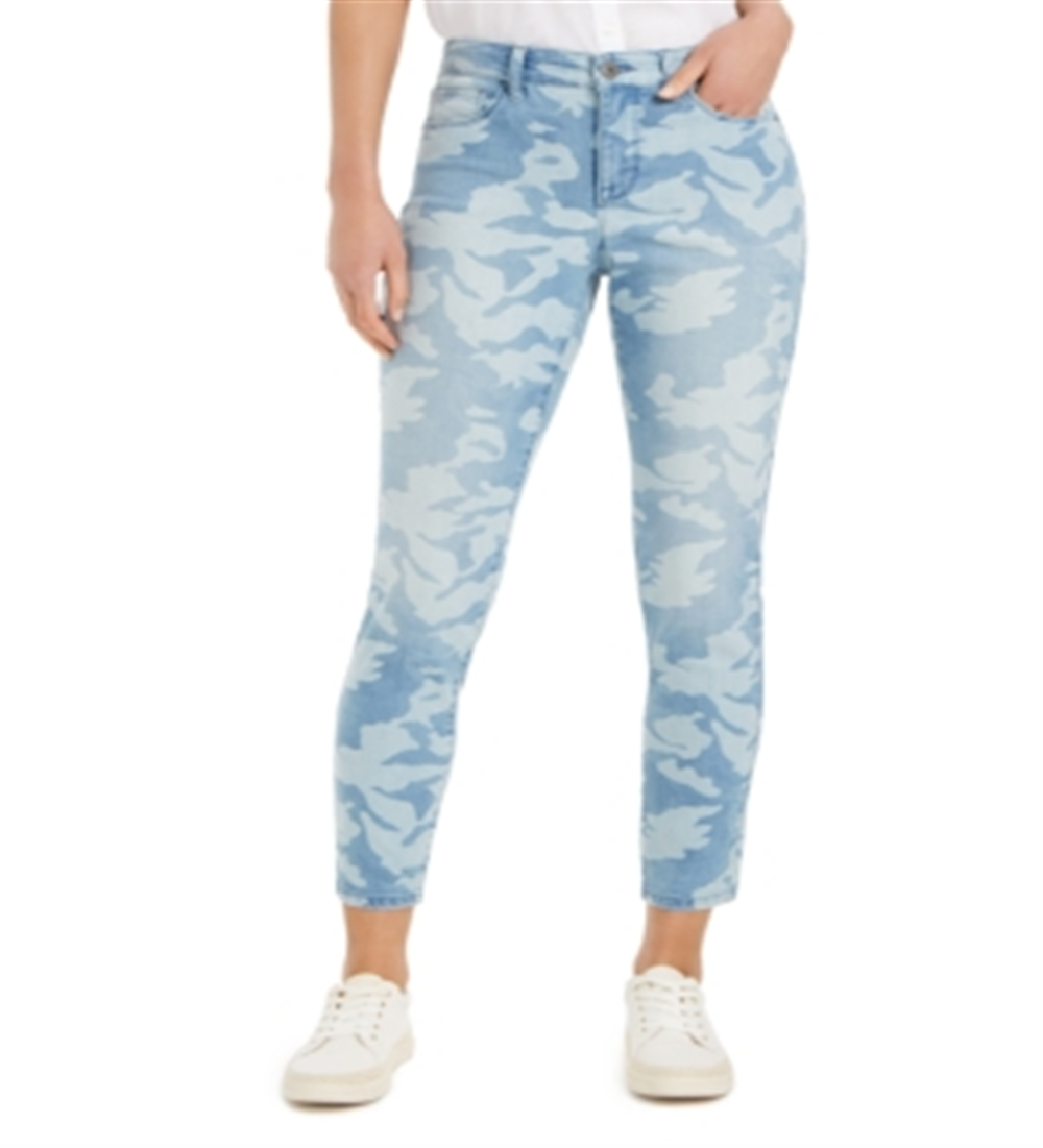 Style & Co Women's Printed Tummy-Control Skinny Jeans Blue Size 10