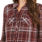 Style & Co Women's Plaid Utility Shirt Wine Size  Petite L