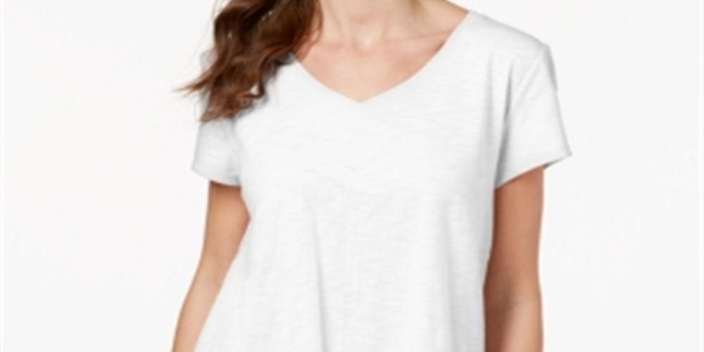 Style & Co Women's Crochet Handkerchief Hem Top White Size Petite