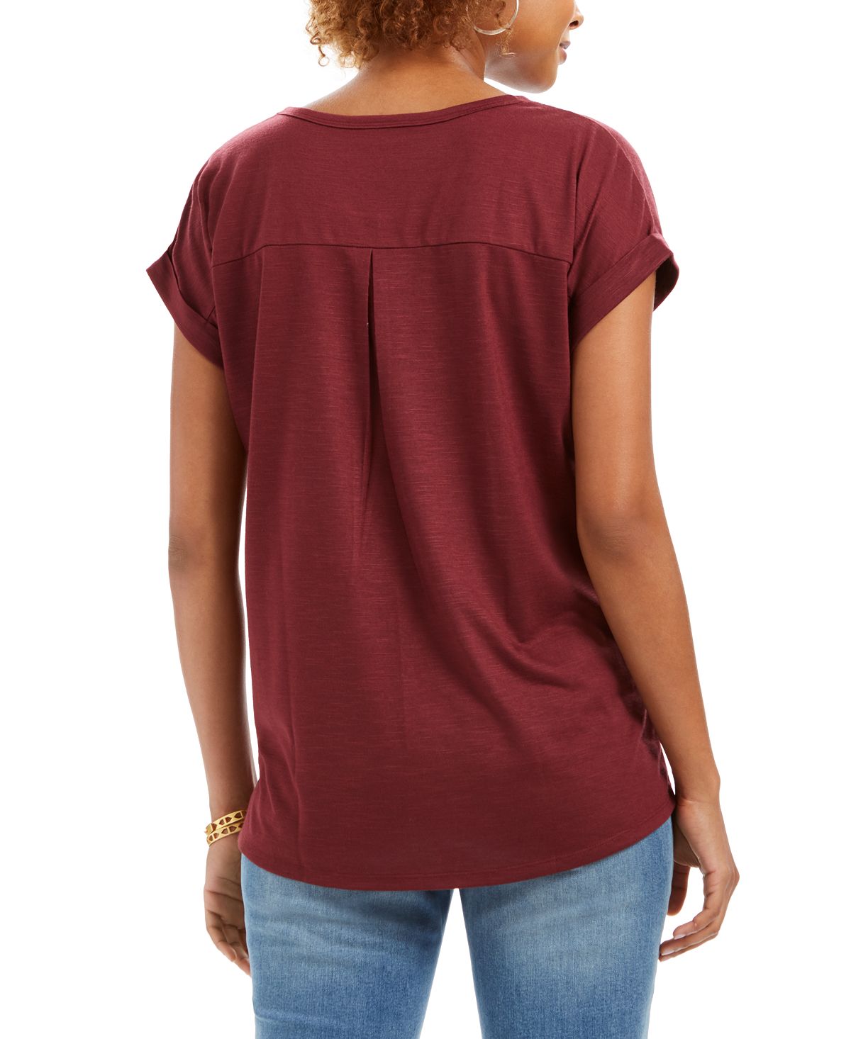 Style & Co Women's Tree Graphic Top Red Size Petite M