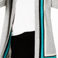 Charter Club Women's  Cashmere Border Duster Cardigan  Ice Grey Heather Combo Silver Size S