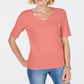 Karen Scott Women's Cotton V Neck T-Shirt Orange Size Large