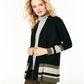 Charter Club Women's Striped Cashmere Cardigan Black Size Large