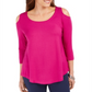 JM Collection Women's Cold Shoulder Top Pink Size Large