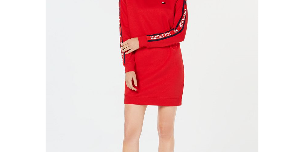 Tommy Hilfiger Women's Sport Fleece Sweatshirt Dress Dark Blue Size L