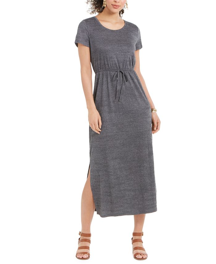 Style & Co Women's Textured Tie Waist Maxi Dress Gray Size XX-Large