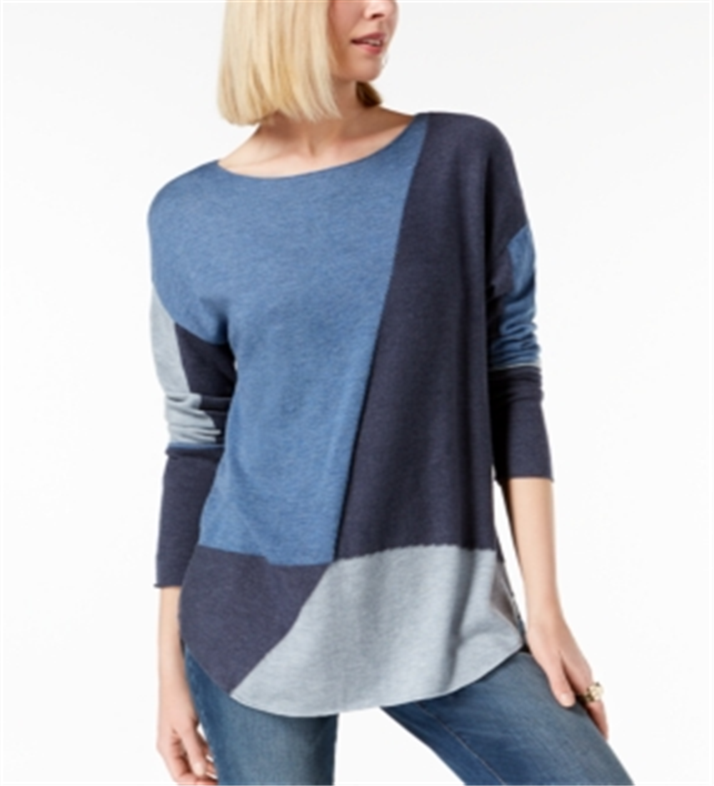INC International Concepts Women's Colorblocked Sweater  Blue Size S