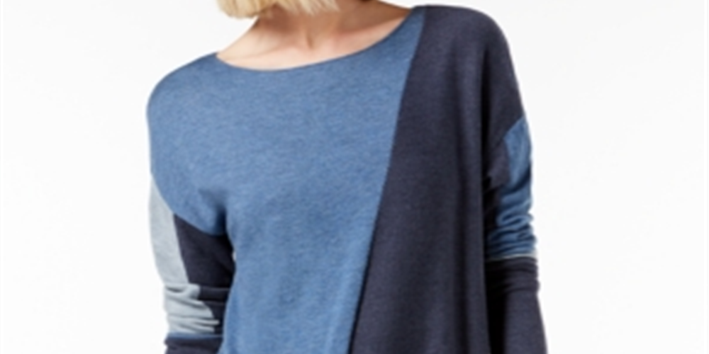 INC International Concepts Women's Colorblocked Sweater  Blue Size S