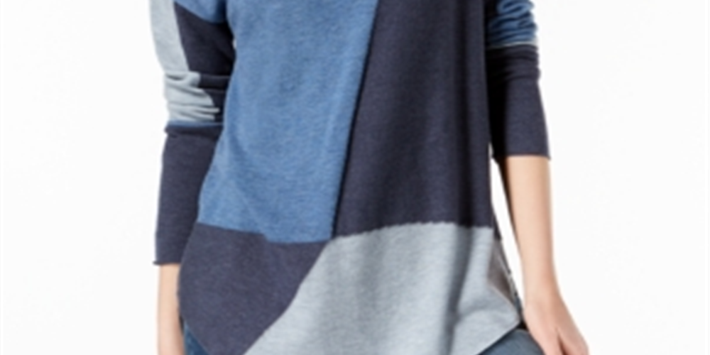 INC International Concepts Women's Colorblocked Sweater  Blue Size S