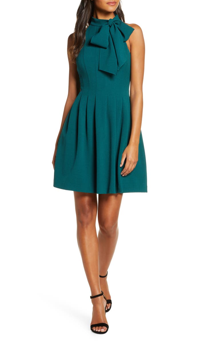 Vince Camuto Women's Bow Neck Fit & Flare Dress Green Size 4