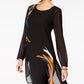 Alfani Women's Placed Print Chiffon Tunic Black Size Petite XL