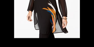 Alfani Women's Placed Print Chiffon Tunic Black Size Petite XL