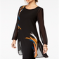 Alfani Women's Placed Print Chiffon Tunic Black Size Petite XL