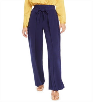 Bar III Women's Drapey Tie Waist Dress Pants Navy Size Small