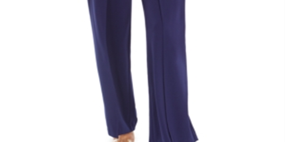 Bar III Women's Drapey Tie Waist Dress Pants Navy Size Small