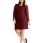 Connected Women's Glitter Long Sleeve Jewel Neck Knee Length Evening Sheath Dress Red Size 14W