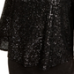 Alfani Women's Sequined Bell Sleeve Top Black Size Petite S/M
