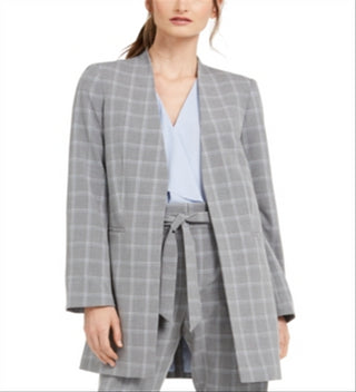 Calvin Klein Women's Windowpane Topper Jacket Gray Size 8