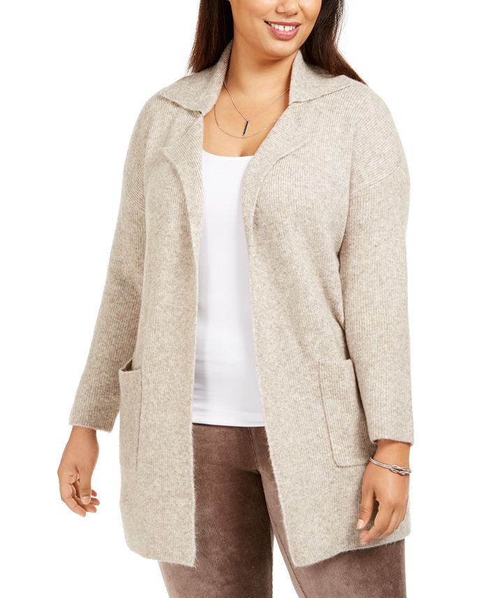 Style & Co Women's Plus Open Front Cardigan Brown Size 0X