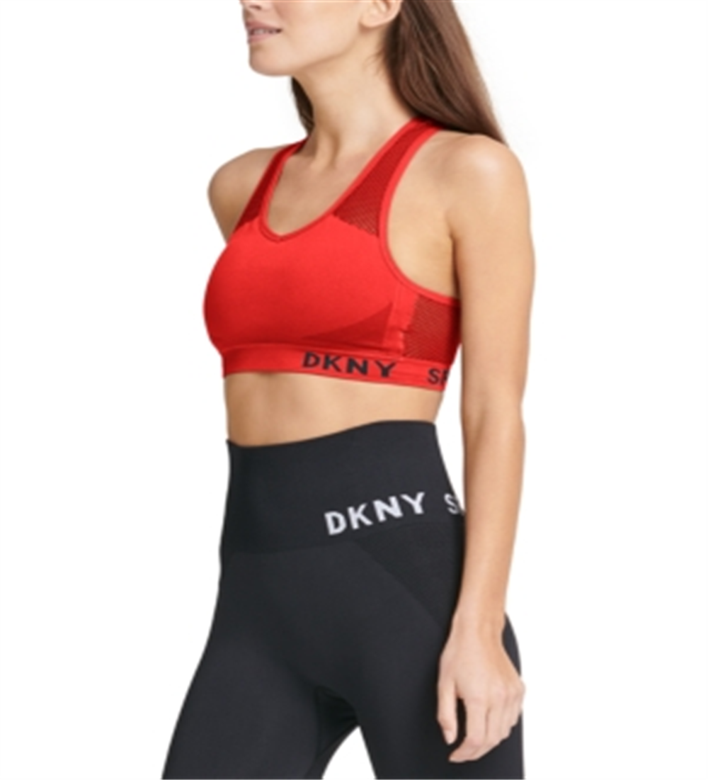 DKNY Women's Impact Fitness Sports Bra Red Size Medium