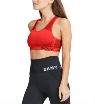 DKNY Women's Impact Fitness Sports Bra Red Size Medium