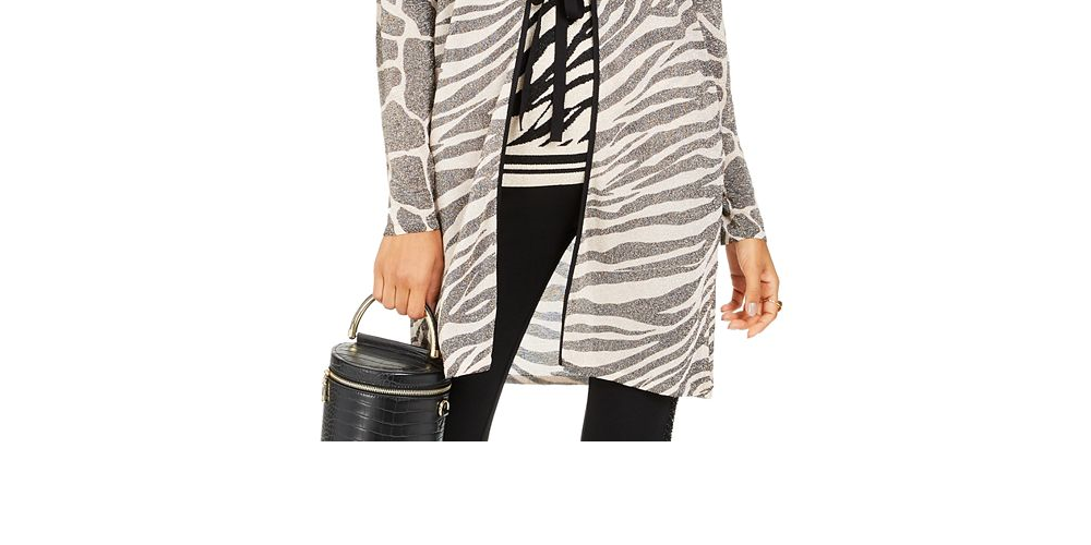 INC International Concepts Women's Zebra Completer Sweater Gray Size X-Small