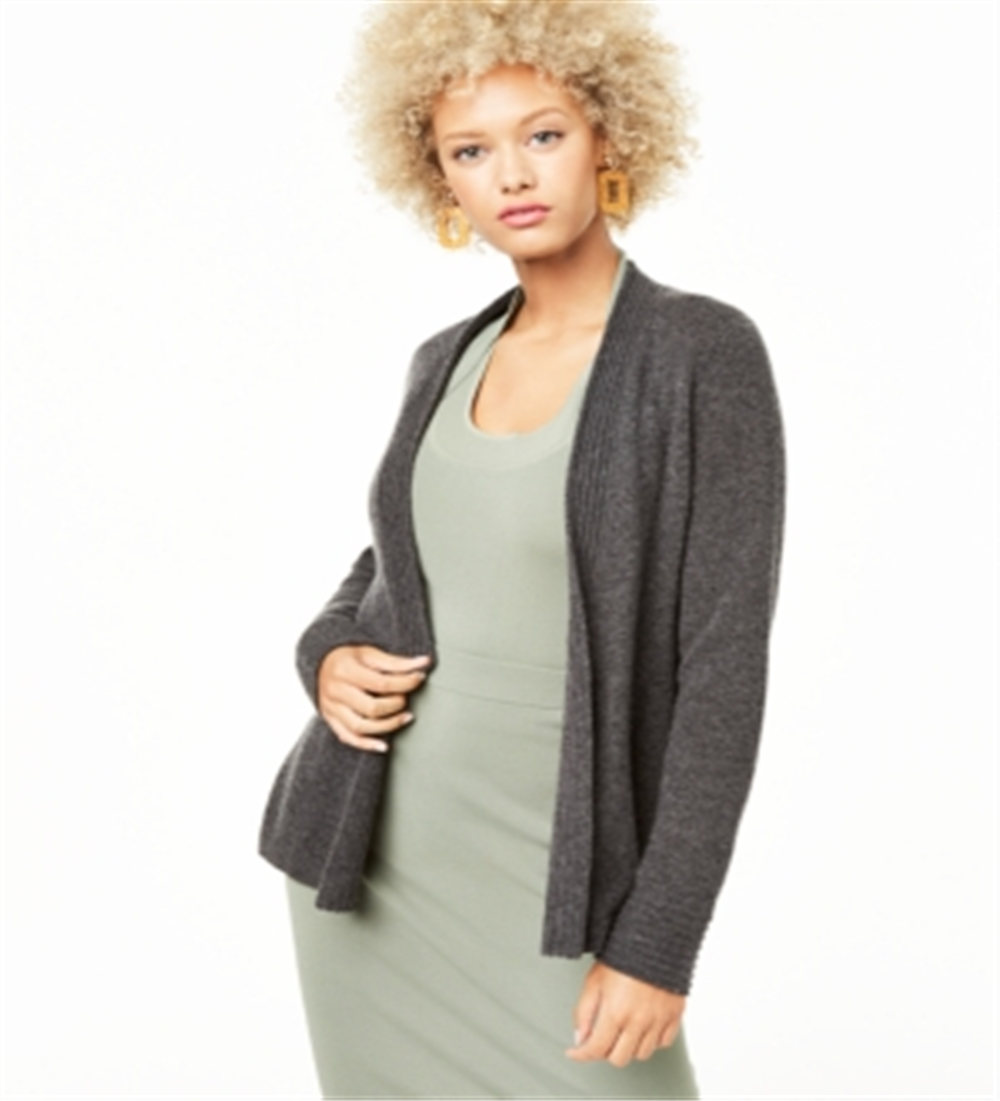 Charter Club Women's Open-Front Cashmere Cardigan Heather Cinder Gray Size XL