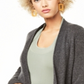 Charter Club Women's Open-Front Cashmere Cardigan Heather Cinder Gray Size XL